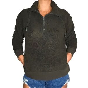 Athleta Quarter Zip Pullover Sweater Size Medium Cozy Green